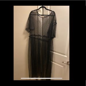 Floxblood mesh and sequin plus size maxi dress